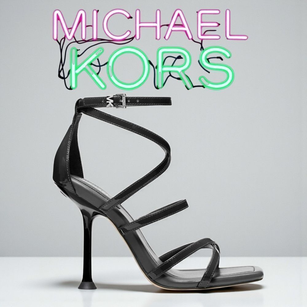 Michael Kors New Imani Black Patent Leather Sandals Size 9